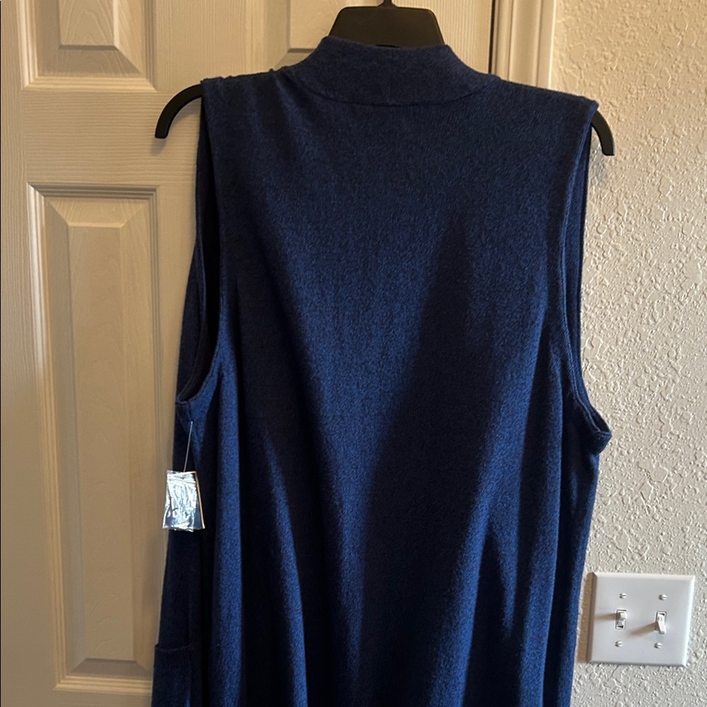 Karen Scott Deep Blue Open Front Cardigan - Picture 4 of 4